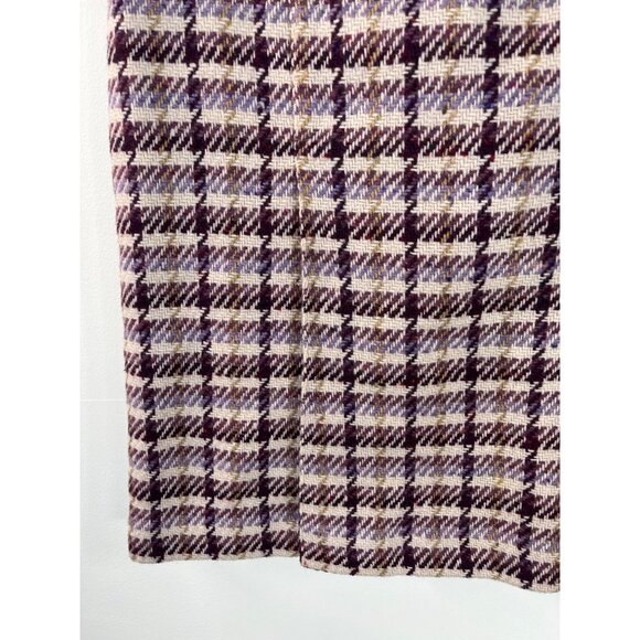 Loft Tweed Pleated Skirt Wool Blend Size 6 Purple Cream Plaid Mini - Picture 4 of 14